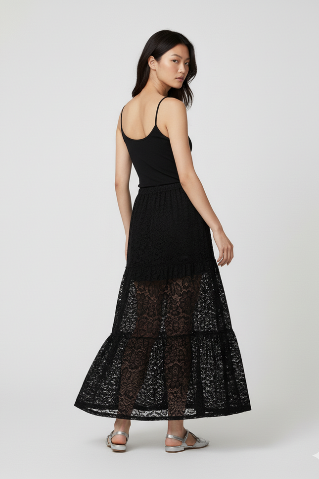 Jupe Dentelle Noire Transparente Élégante Sensuelle