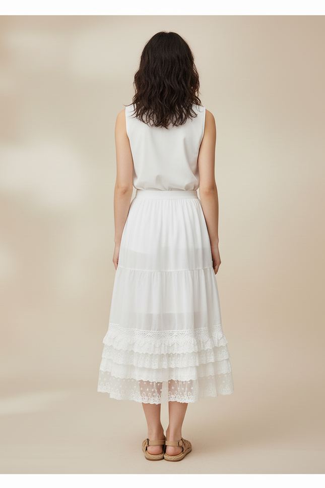 Jupe Blanche Volant Dentelle