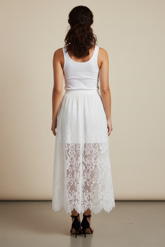 Jupe Dentelle Blanche Longue