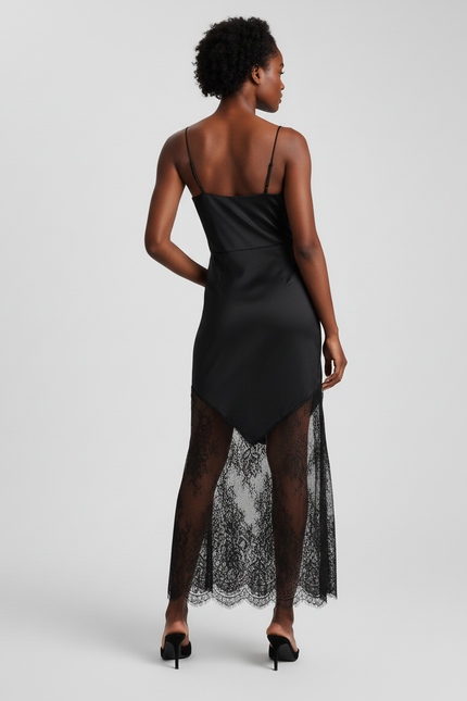 Jupe Dentelle Satin Asymétrique Chic