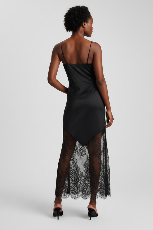 Jupe Dentelle Satin Asymétrique Chic