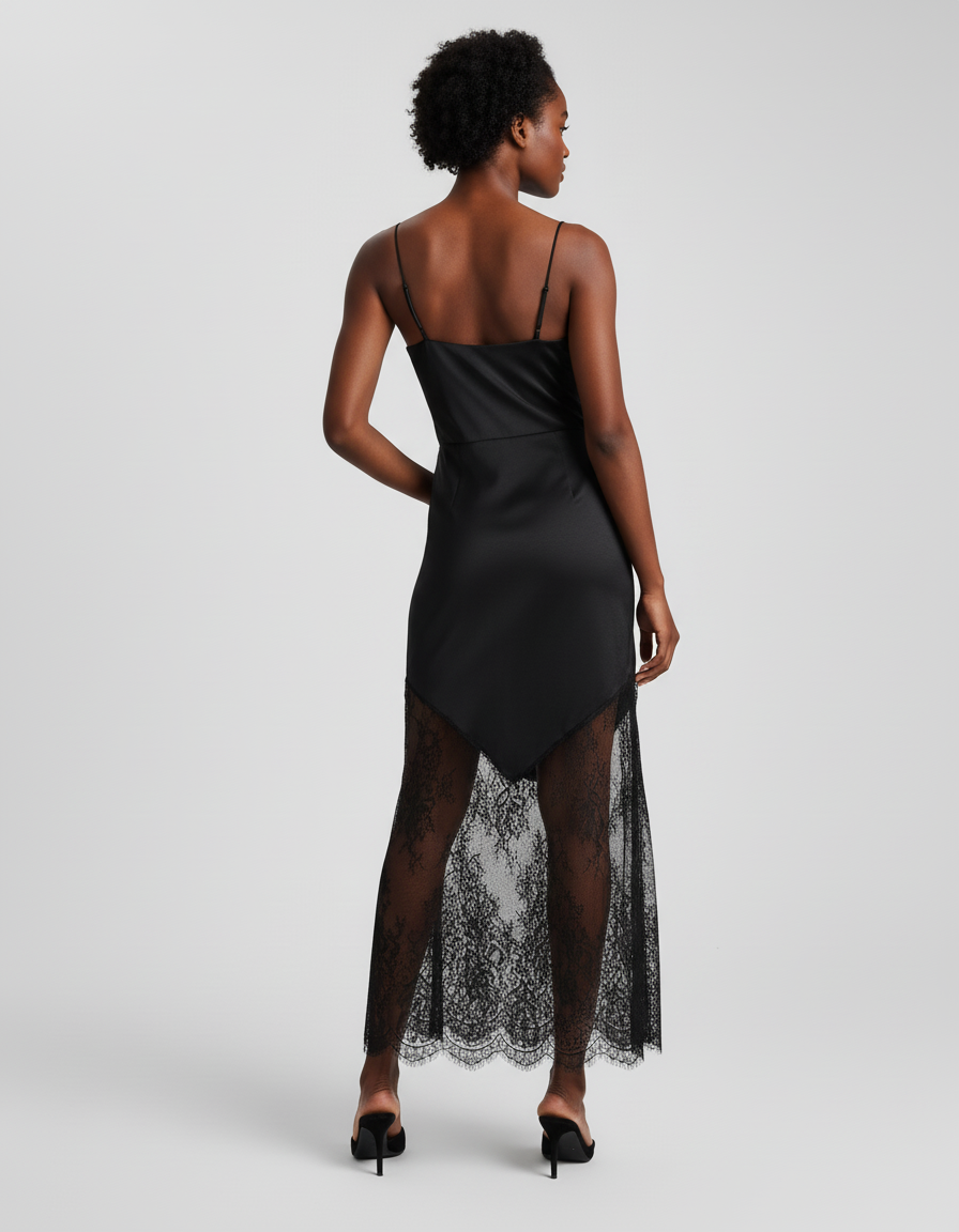 Jupe Dentelle Satin Asymétrique Chic