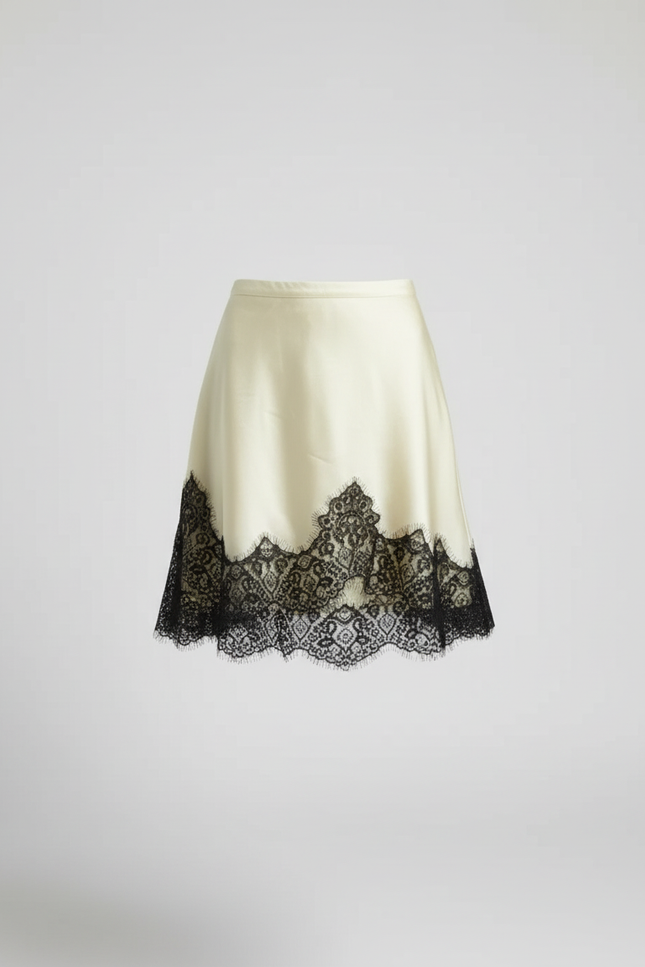 Jupe Dentelle Crème Satinée Fluide