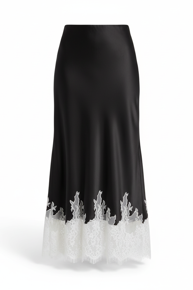 Jupe Dentelle Noire Satinée Élégante Sophistiquée