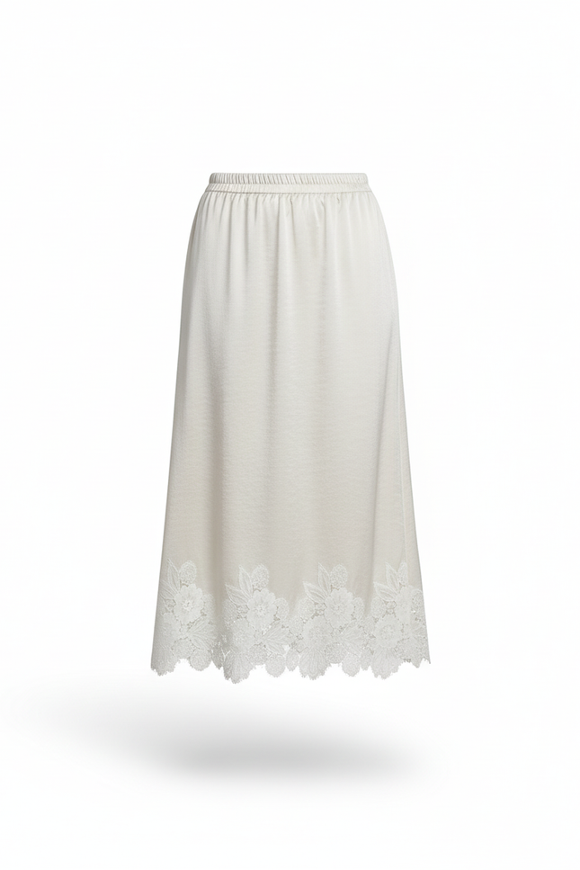 Jupe Dentelle Ivoire Satinée Élégante