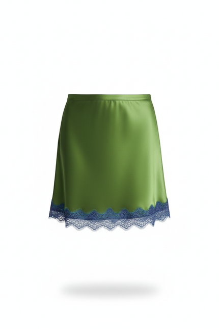 Jupe Dentelle Bleue Verte Satinée Chic