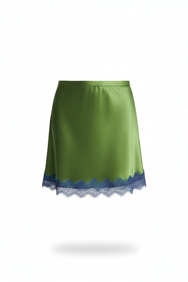 Jupe Dentelle Bleue Verte Satinée Chic