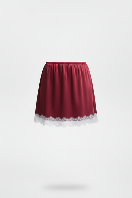 Jupe Dentelle Bordeaux Satinée Chic