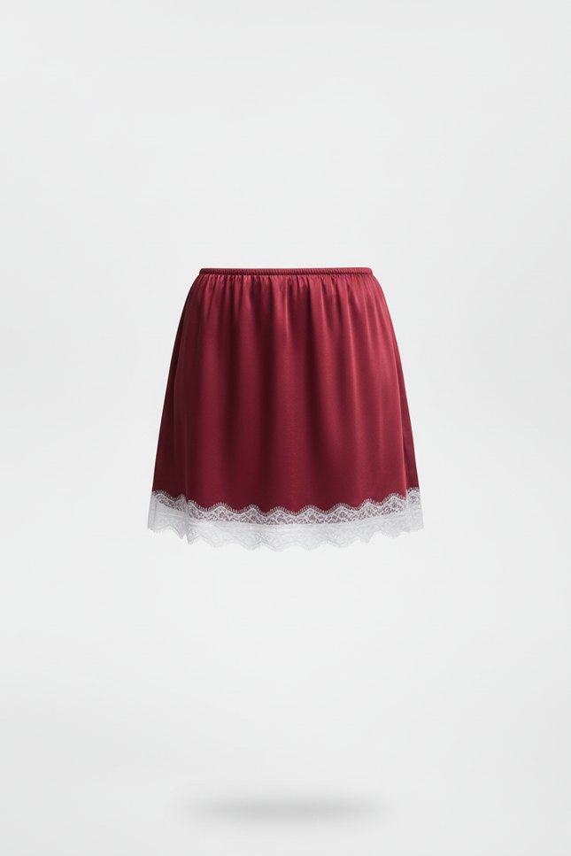 Jupe Dentelle Bordeaux Satinée Chic