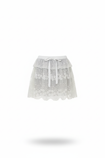 Jupe Dentelle Blanche Courte