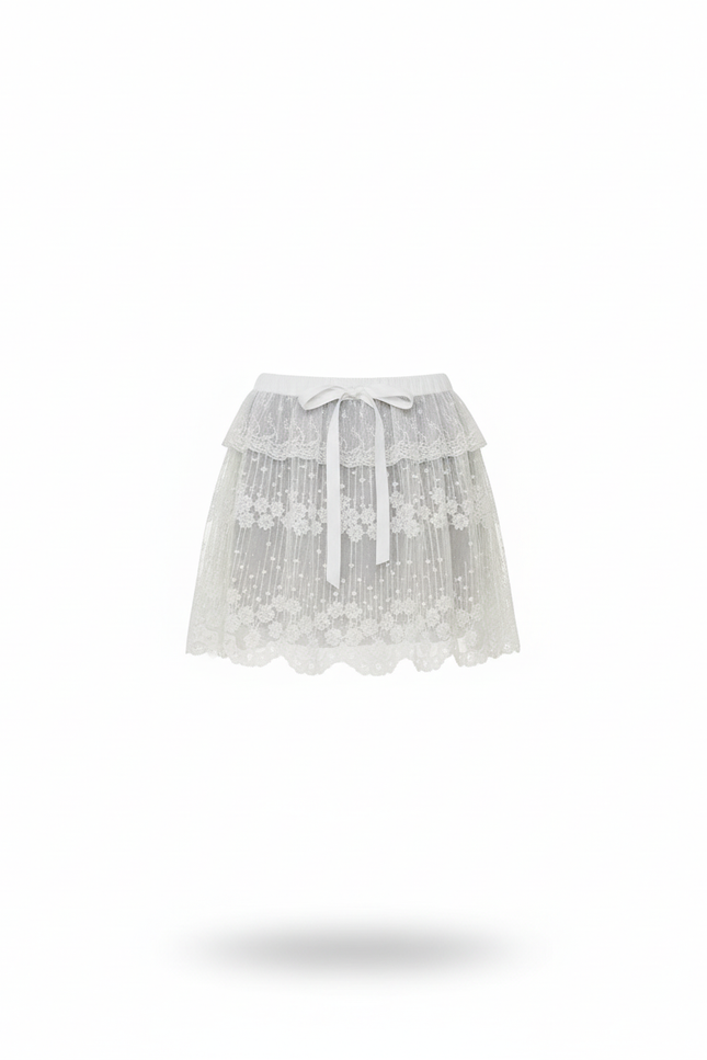 Jupe Dentelle Blanche Courte