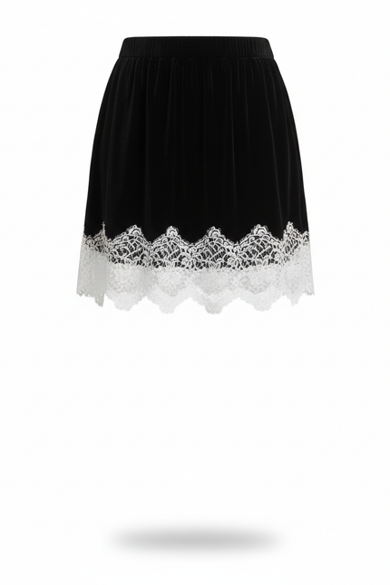 Jupe Dentelle Velours Noir Élégante