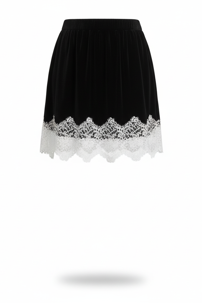 Jupe Dentelle Velours Noir Élégante