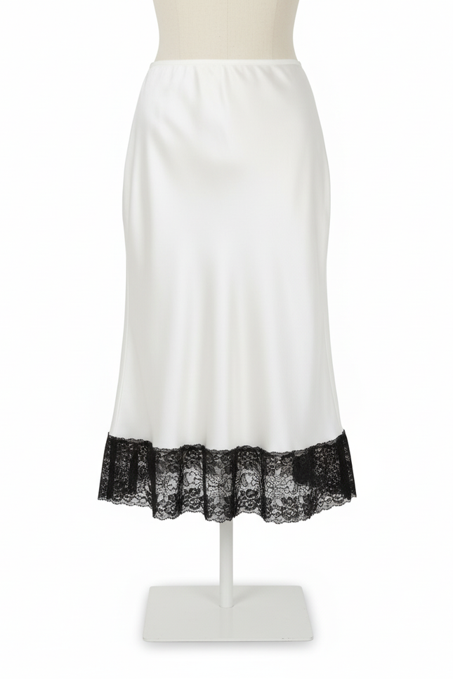 Jupe Dentelle Blanche Satin Élégante