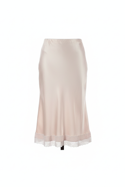 Jupe Dentelle Rose Pâle Satin Élégante