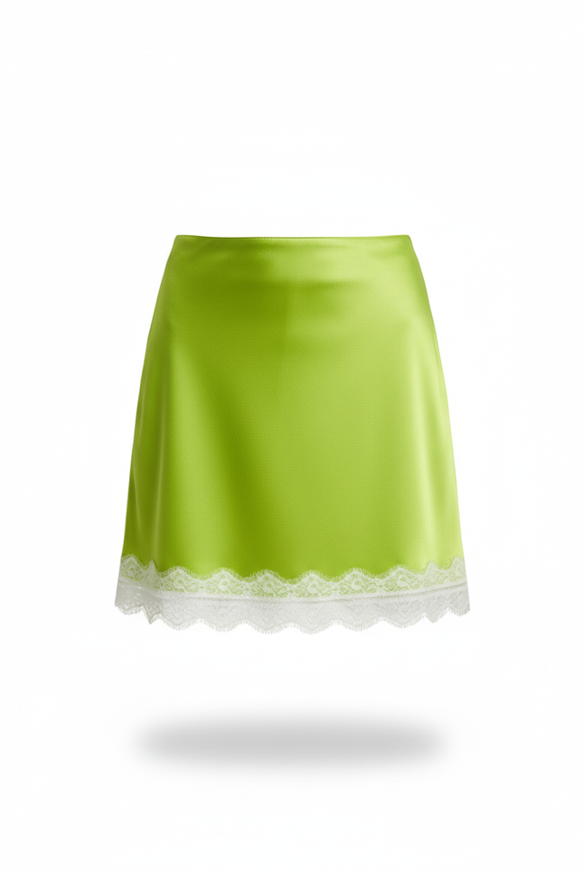 Jupe Dentelle Vert Satinée Chic