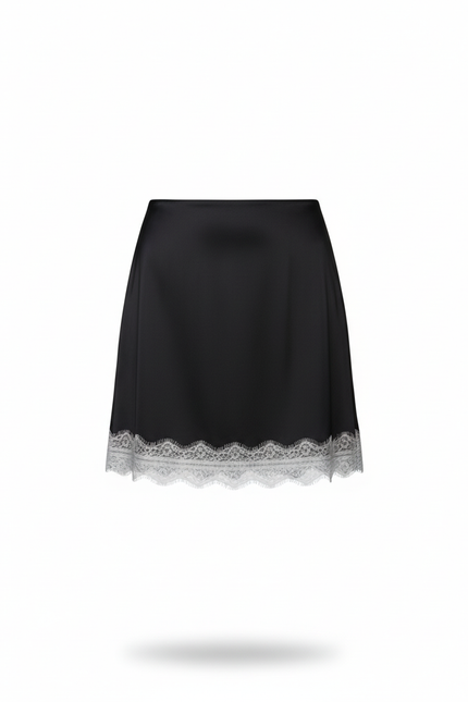Jupe Dentelle Noire Satin Élégante
