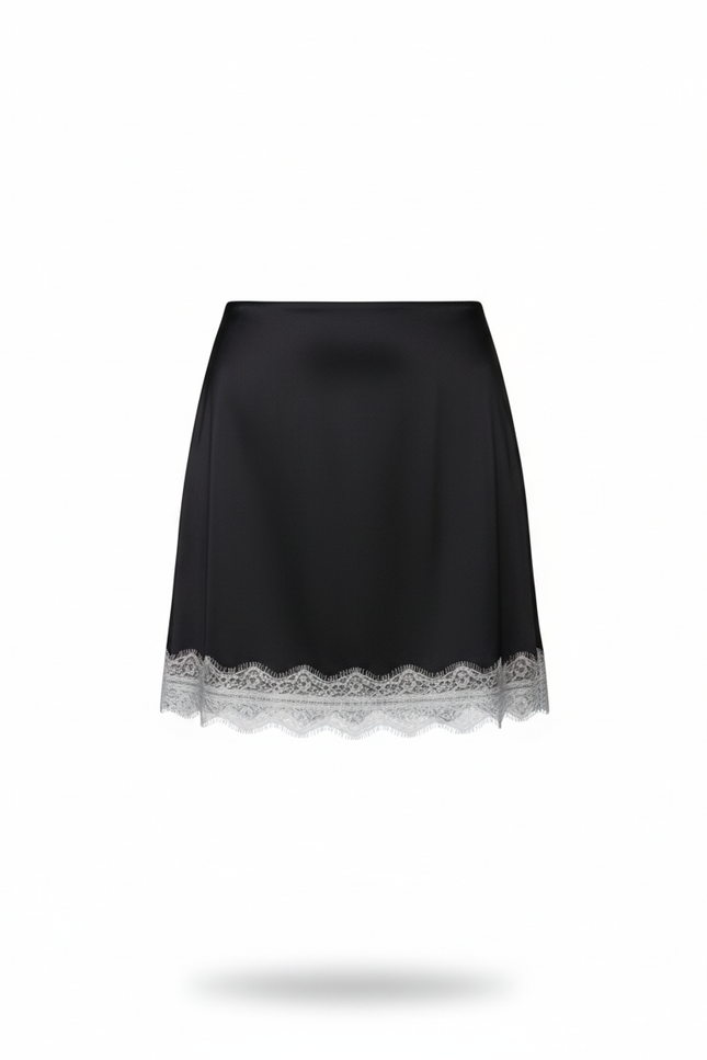 Jupe Dentelle Noire Satin Élégante