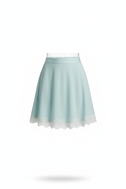 Jupe Dentelle Bleue Ciel Satinée Élégante