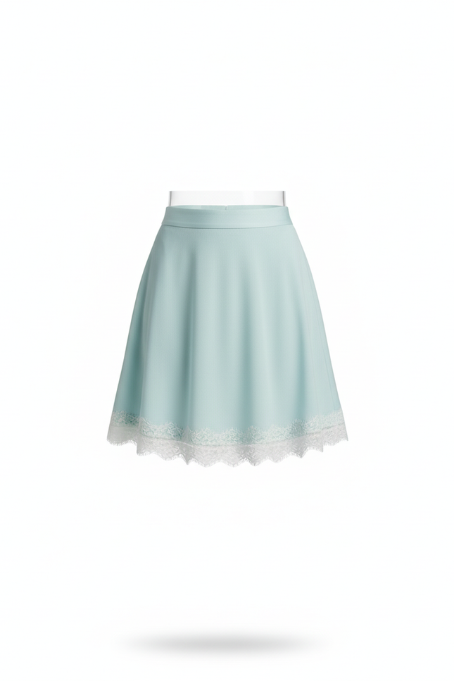 Jupe Dentelle Bleue Ciel Satinée Élégante