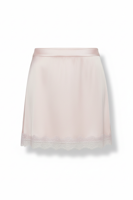 Jupe Dentelle Rose Pâle Satinée Élégante