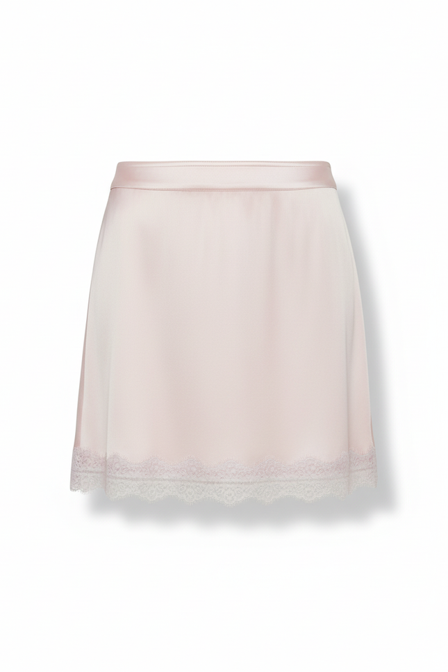 Jupe Dentelle Rose Pâle Satinée Élégante