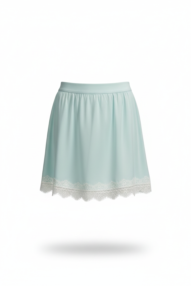 Jupe Dentelle Bleue Ciel Satinée Fluide