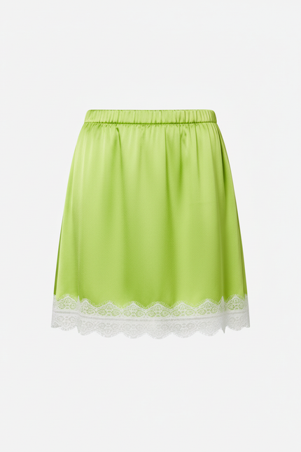 Jupe Dentelle Vert Fluo Satin Y2K