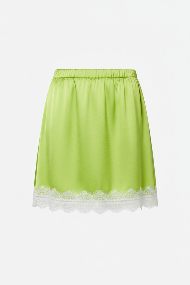 Jupe Dentelle Vert Fluo Satin Y2K
