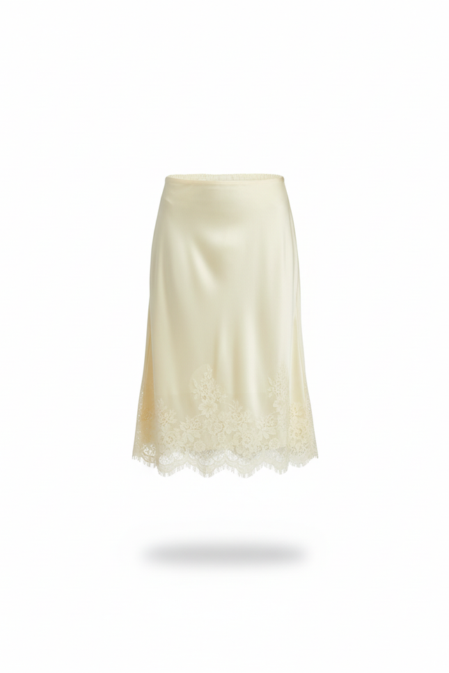 Jupe Dentelle Satin Crème Chic