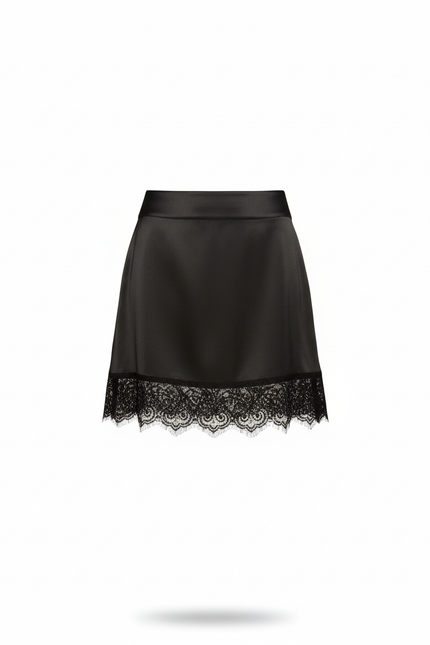 Jupe Dentelle Satin Noire Chic
