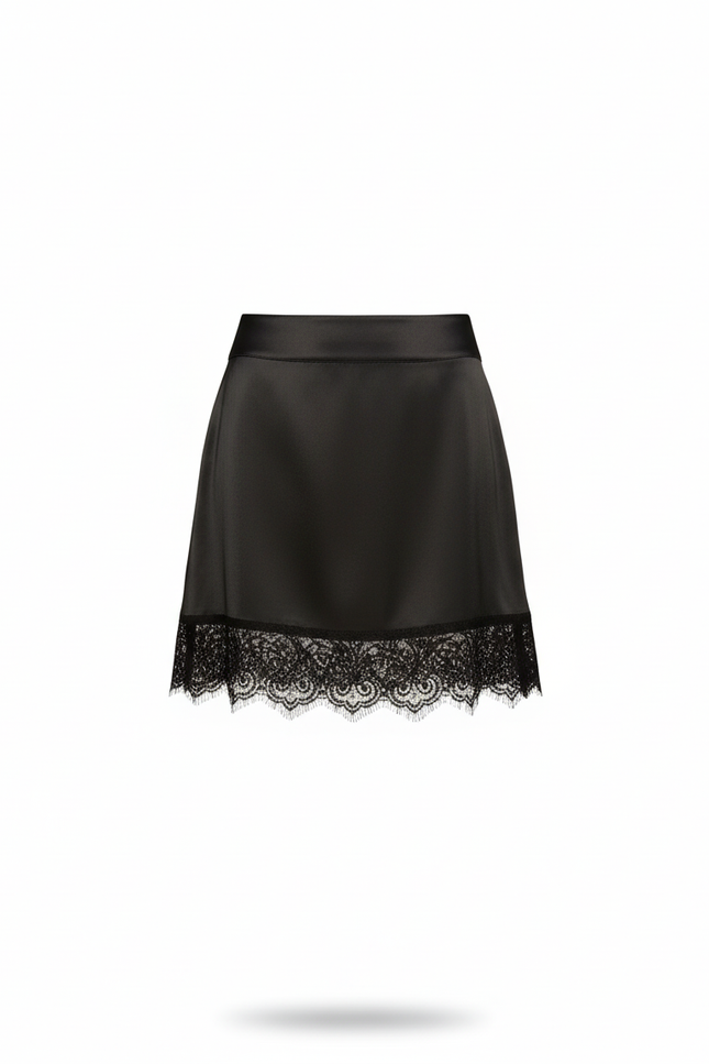 Jupe Dentelle Satin Noire Chic