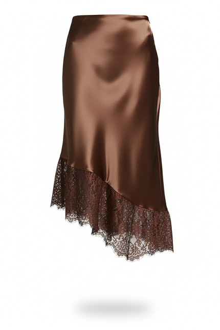 Jupe Dentelle Satin Asymétrique Élégante