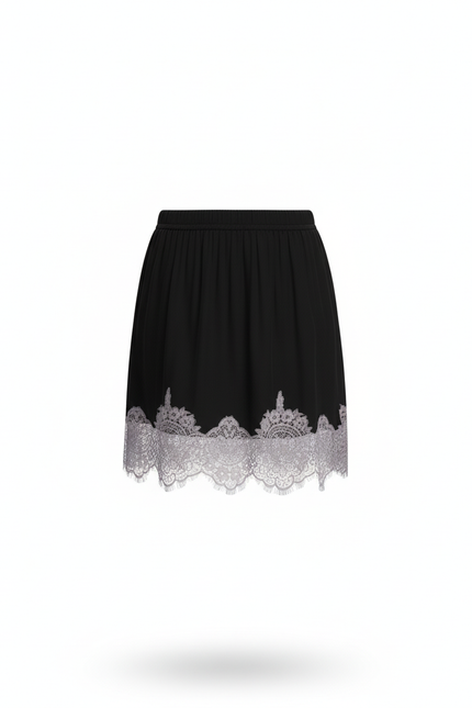 Jupe Dentelle Noire Bordure Dentelle Chic