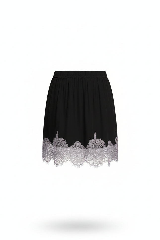 Jupe Dentelle Noire Bordure Dentelle Chic