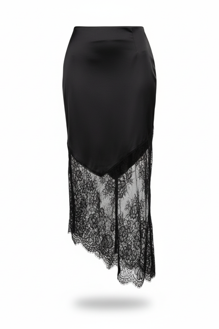 Jupe Dentelle Noire Asymétrique Élégante Originale