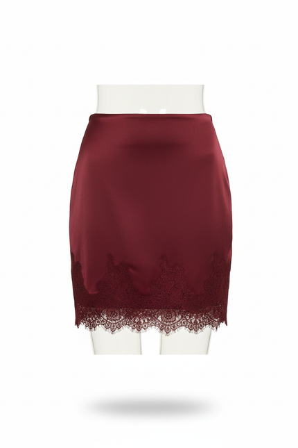 Jupe Dentelle Bordeaux Satin Chic