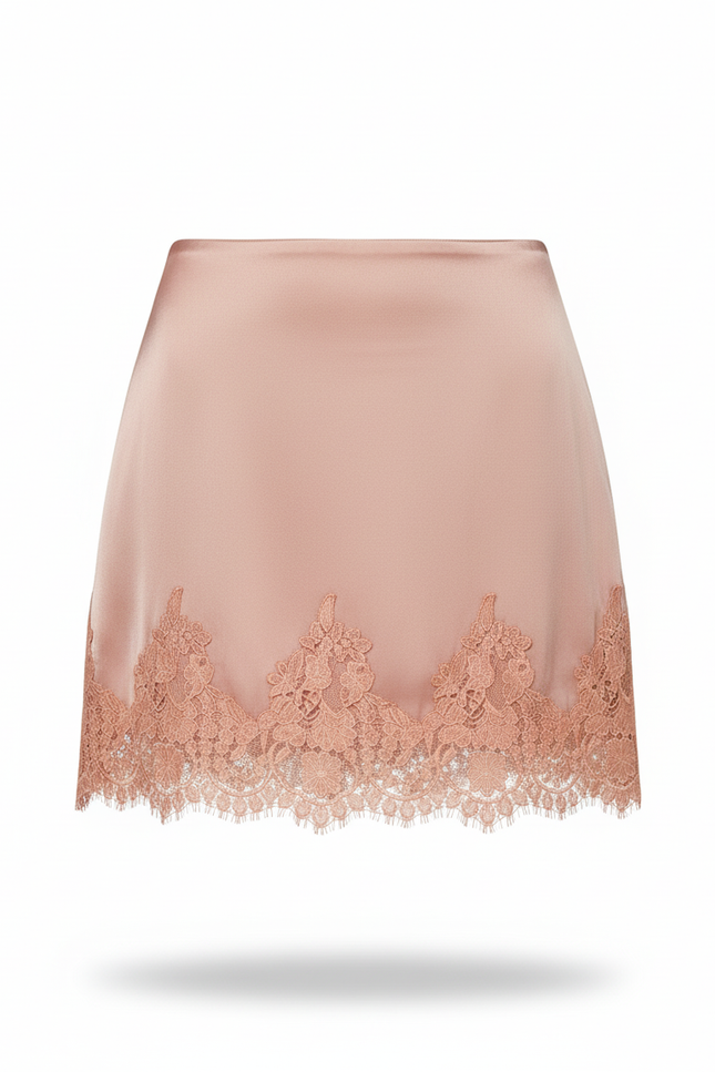 Jupe Dentelle Rose Satinée Chic Féminine