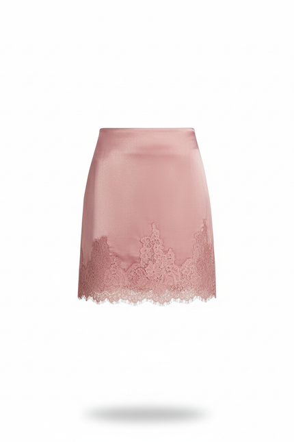 Jupe Dentelle Rose Satin Chic