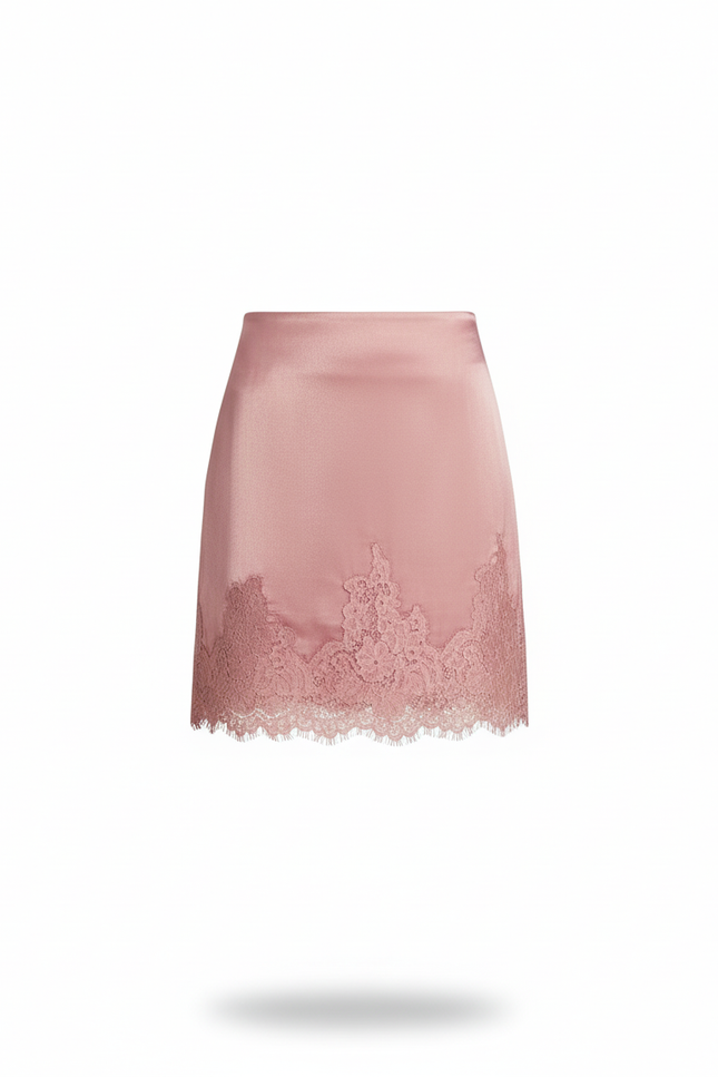 Jupe Dentelle Rose Satin Chic