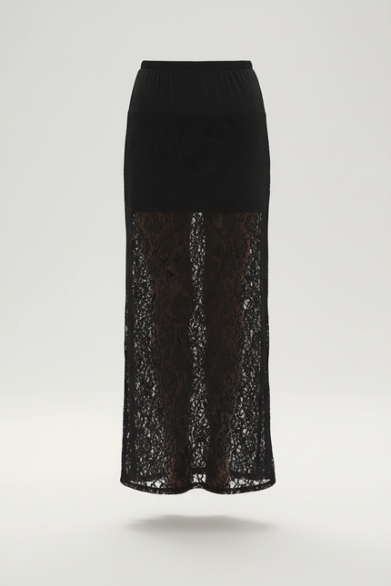 Jupe Dentelle Noire Transparente Élégante Glamour