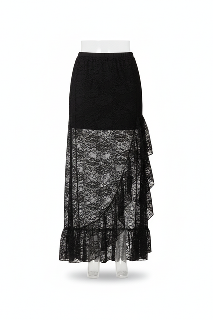 Jupe Dentelle Transparente Volants Chic