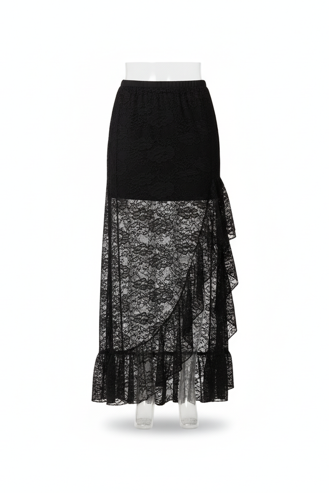 Jupe Dentelle Transparente Volants Chic