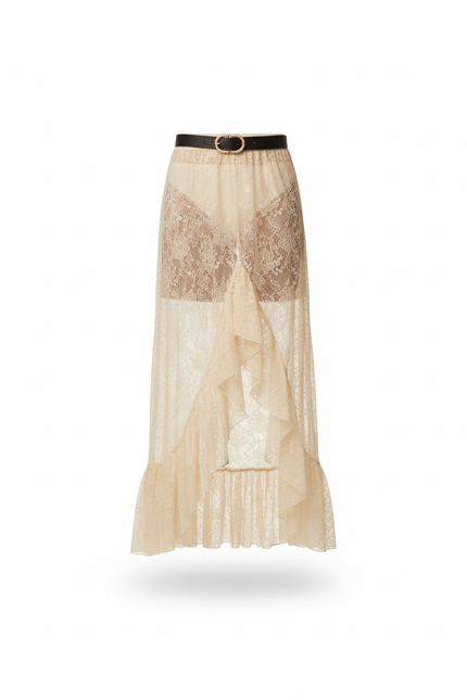 Jupe Dentelle Transparente Volantée Bohème