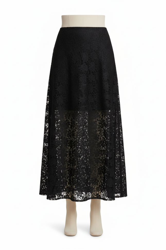 Jupe Dentelle Noire Transparente Élégante Mystérieuse