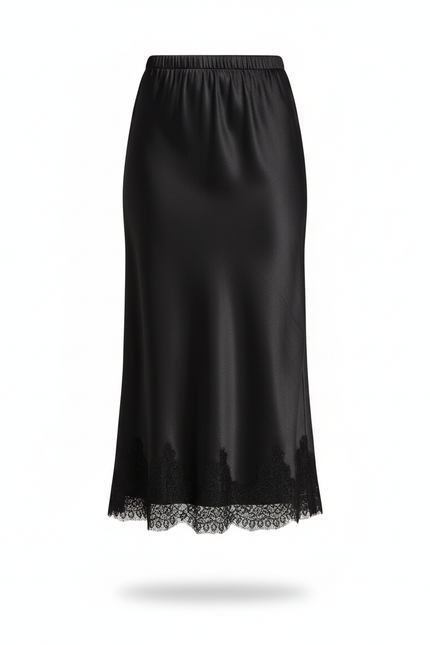 Jupe Longue Satin Dentelle