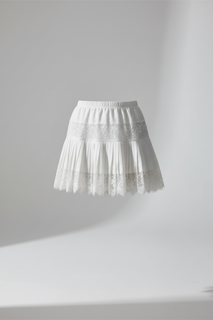 Jupe Dentelle Blanche Plissée Fluide