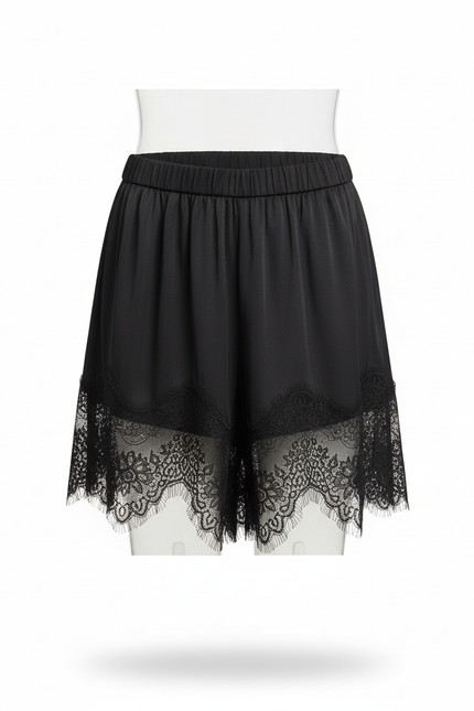 Jupe Dentelle Noire Satin Fluide Douce