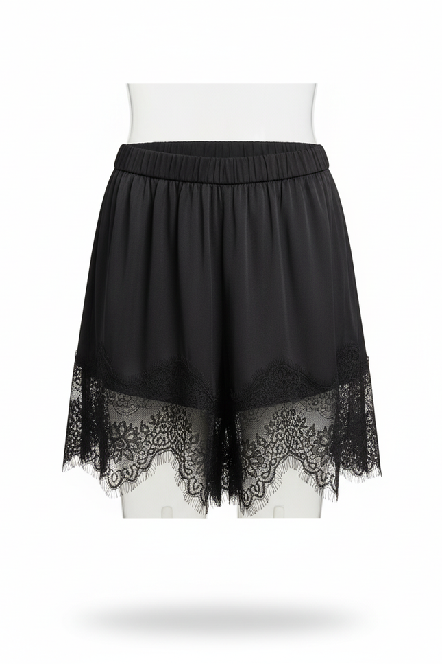 Jupe Dentelle Noire Satin Fluide Douce