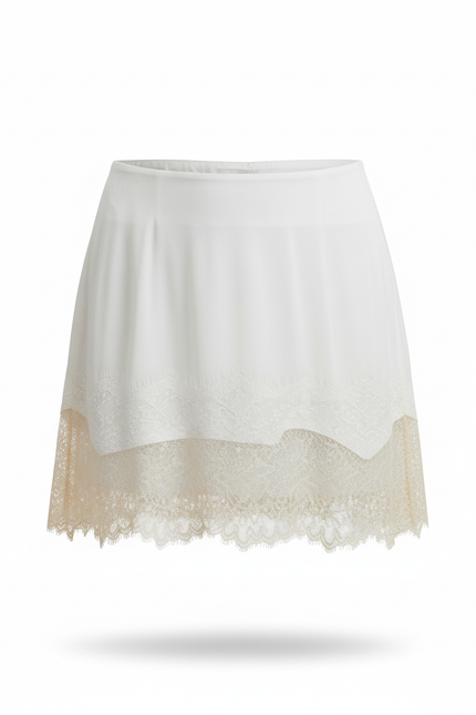 Jupe Dentelle Blanche Satinée Fluide
